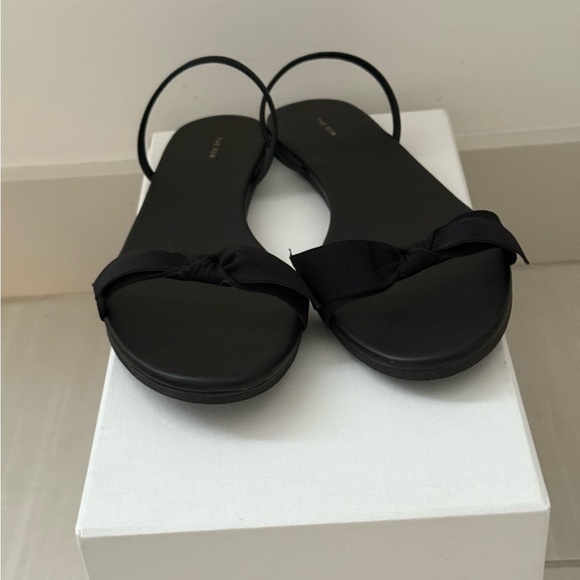 The Row Bow Flat Slingback Sandals, 39, Black - Picture 6 of 12